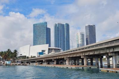 Miami Skyscrapers and Bridge Over the Sea – Free Stock Photo for Download