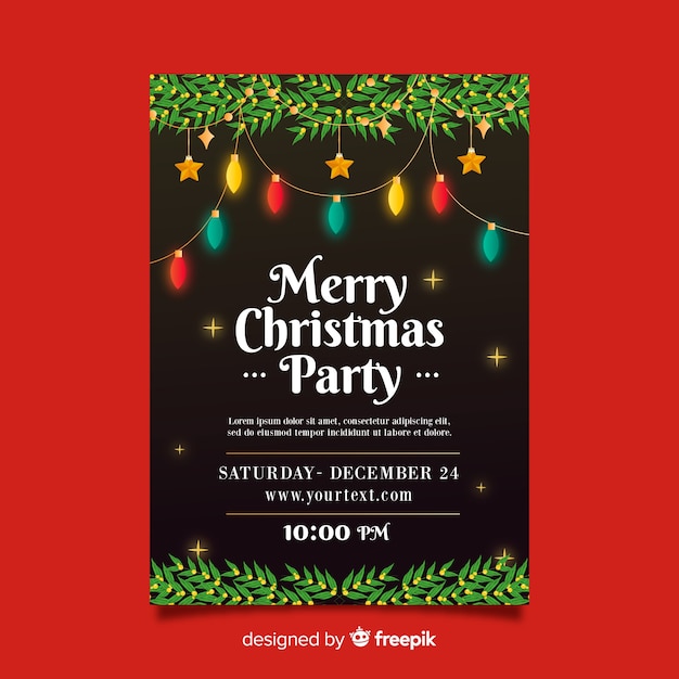 Flat Christmas Party Poster Template – Free Download