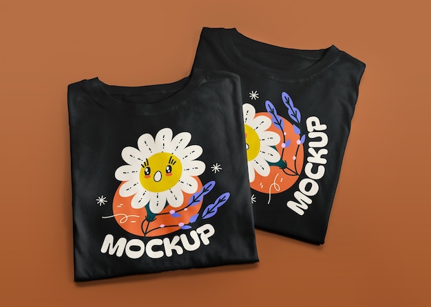 Top View T-Shirt Set Mockup – Free Download