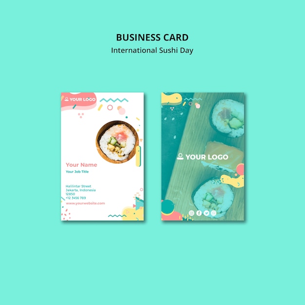 Business Visiting Card Design for Sushi Restaurant – Free Download