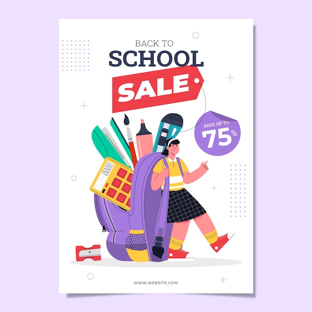 Back to School Sale Vertical Poster Template – Free Download