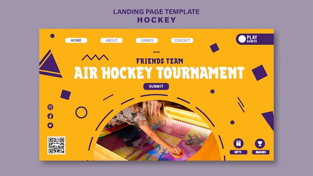 Table Hockey Landing Page Design Template – Free Download