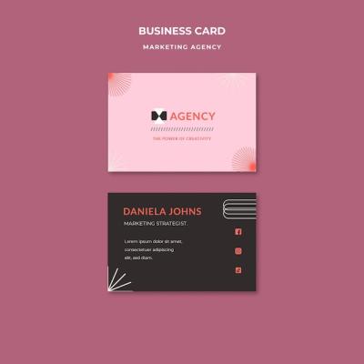 Flat Design Marketing Agency Business Card – Download Free Stock Photo