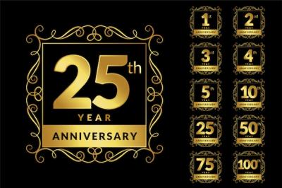 Vintage Luxury Anniversary Golden Logotype Emblem Set – Free Download