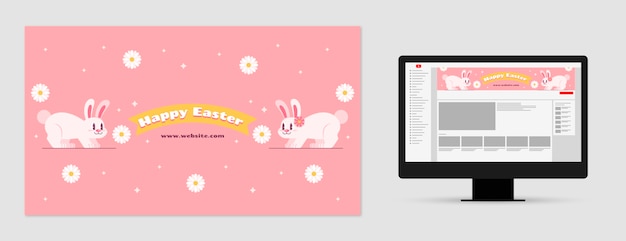 Flat YouTube Channel Art for Easter Celebration – Free Download