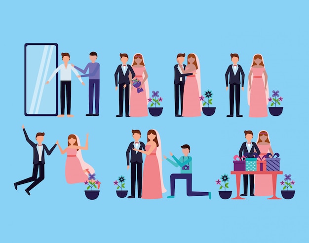 Flat Style Wedding Vector People – Free Download