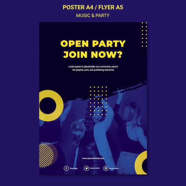 Music & Party Concept Flyer Template – Free Download