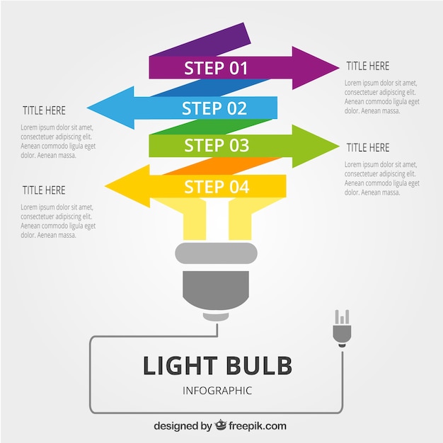 Colorful Arrows Light Bulb Infographic – Free to Download