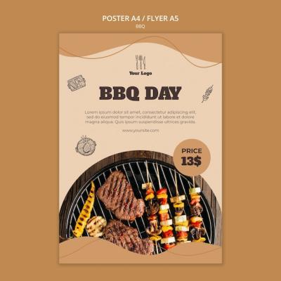 BBQ Concept Poster Template – Free Download, Download Free Stock Photo