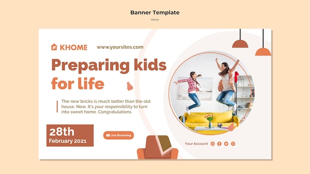 Horizontal Banner Template for Your New Family Home – Free Download