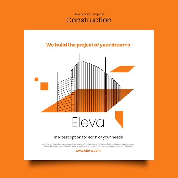 Construction Project Square Flyer Template – Free Download