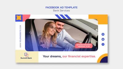 Flat Design Bank Services Facebook Template – Download Free Stock Photo