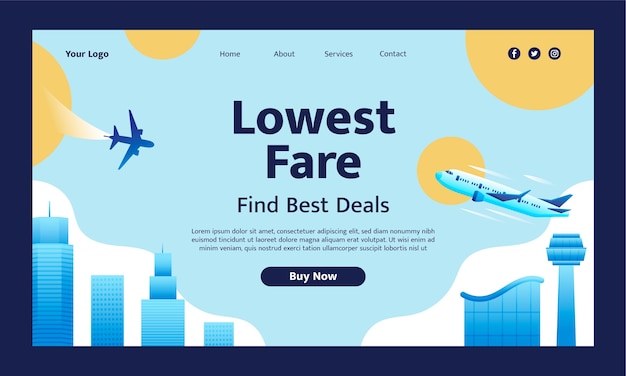 Gradient Airline Company Landing Page – Free Download