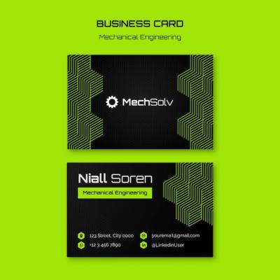 Mechanical Engineering Business Card Template Design – Free Download