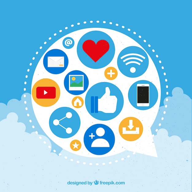 Cloud-Shaped Social Media Elements – Free Download