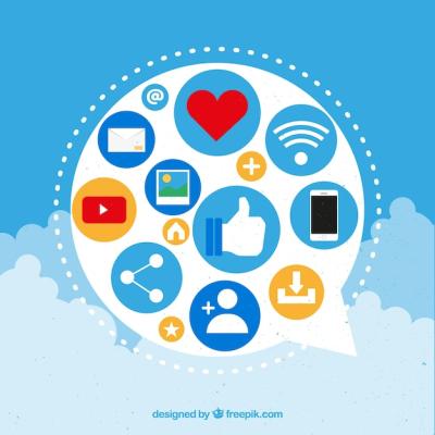 Cloud-Shaped Social Media Elements – Free Download