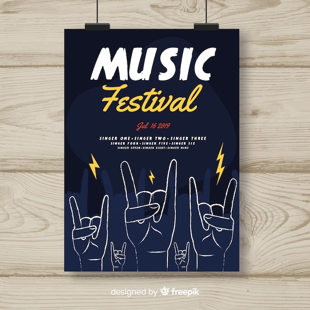 Hand Drawn Music Festival Poster – Free Download