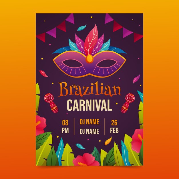 Colorful Brazilian Carnival Vertical Flyer Template – Download Free Stock Photo