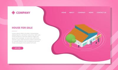 Isometric House Sale Concept for Website Templates – Free Download