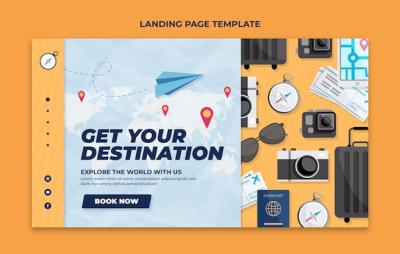 Flat Design Travel Agency Landing Page Items â Free to Download