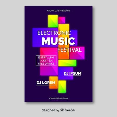 Colorful Geometric Music Poster Template – Free Download