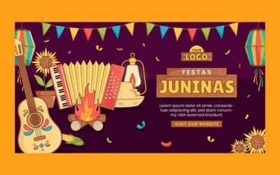 Flat Social Media Post Template for Brazilian Festas Juninas Celebration – Free Download