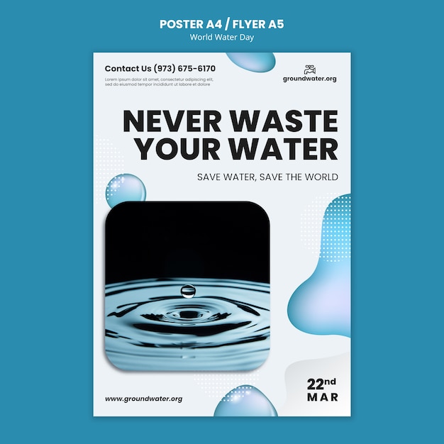 World Water Day A4 Poster Template – Free Download