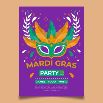 Drawn Mardi Gras Flyer Template – Free to Download