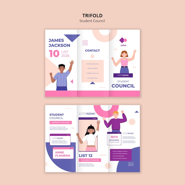 Student Council Trifold Brochure Template Design – Free Download