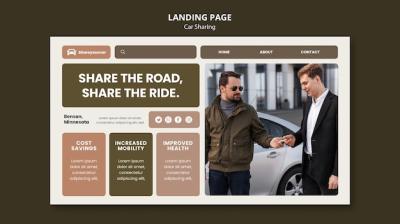 Flat Design Car Sharing Landing Page – Free Stock Photo Download