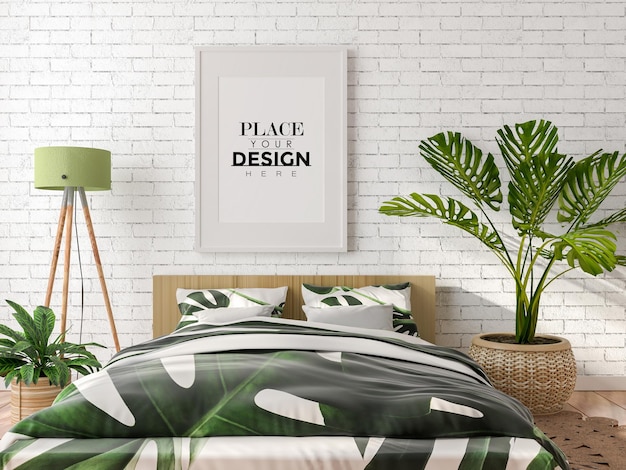 Poster Frame Mockup Interior in a Bedroom – Free to Download