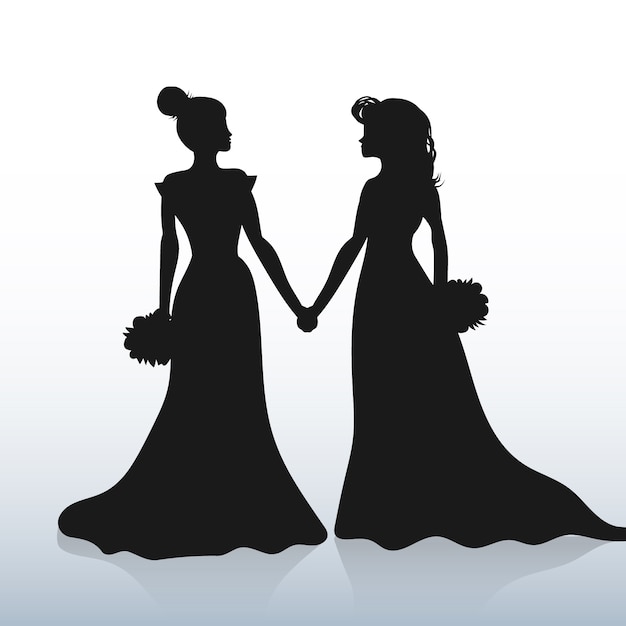 Hand Drawn Couple Silhouette Illustration – Free Download