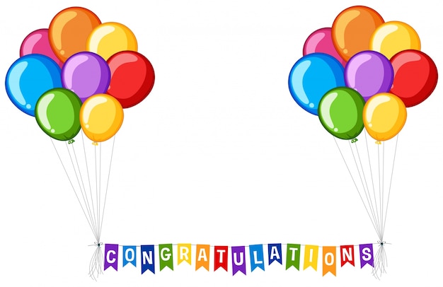 Background Design Featuring Balloons and the Word Congratulations – Free Download