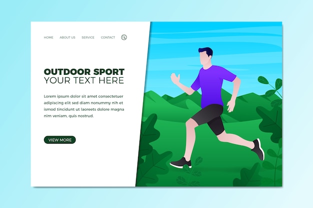 Flat Design Outdoor Sport Template for Landing Pages – Free Download