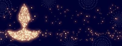 Golden Sparkling Diwali Diya Blue Wallpaper – Free Download