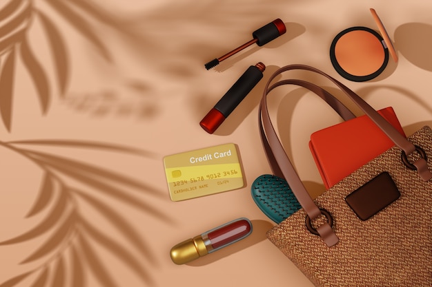 Still Life 3D Render of Bag Contents – Free Download