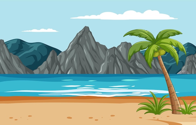 Tropical Beach Paradise Vector Illustration – Free Download