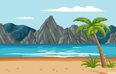 Tropical Beach Paradise Vector Illustration – Free Download