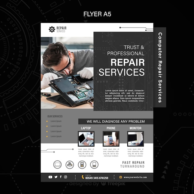 Computer and Phones Repair Services Flyer – Free Download