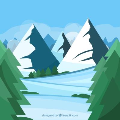 Ice and Mountains Background in Flat Design – Free Download