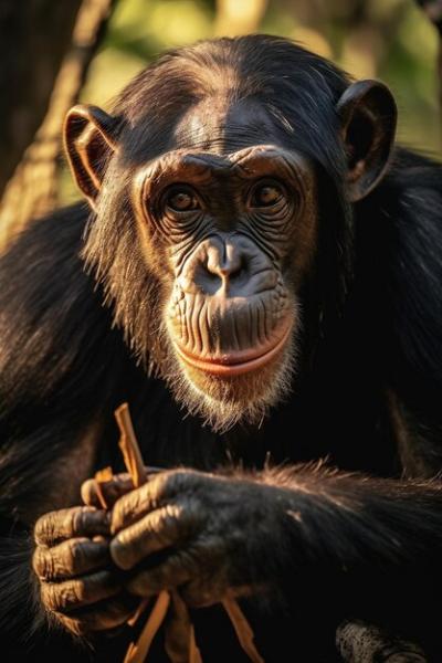 Chimpanzee Feeding in the Forest – Free Stock Photo, Download Free Stock Photo