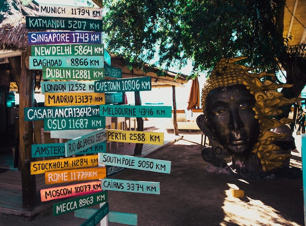 Explore Directions to Global Destinations at Gili Trawangan Beach – Free Stock Photo, Download Free