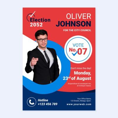 Flat Design Election Poster Template – Free Download