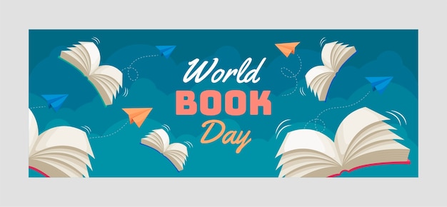 Flat World Book Day Social Media Cover Template – Free Download