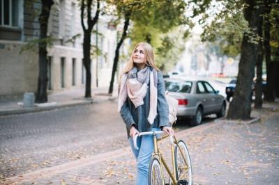 Charming Woman Walking with Bicycle – Free Stock Photo for Download