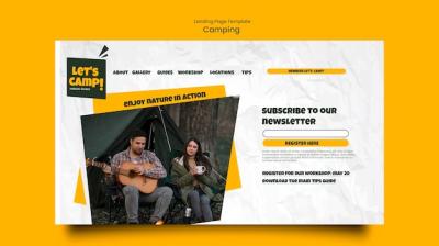 Camping Landing Page Template with Wrinkled Paper Effect – Free Download