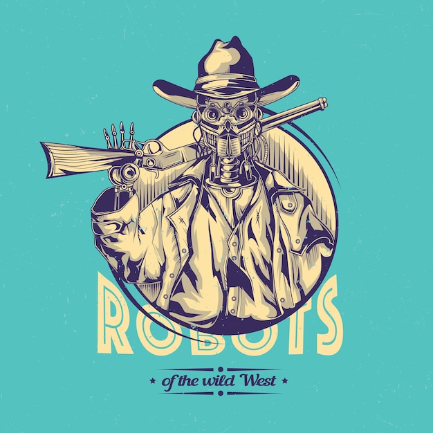 Robot Cowboy Illustration – Free Download for Vector Templates