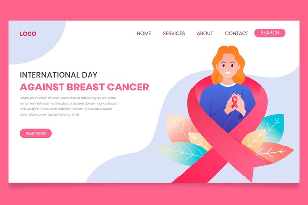 Gradient International Day Against Breast Cancer Landing Page Template – Free Download