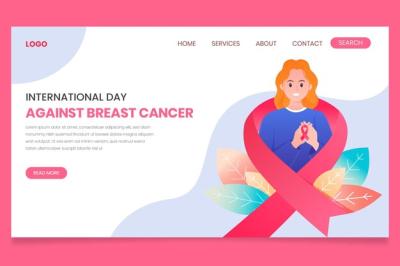 Gradient International Day Against Breast Cancer Landing Page Template – Free Download