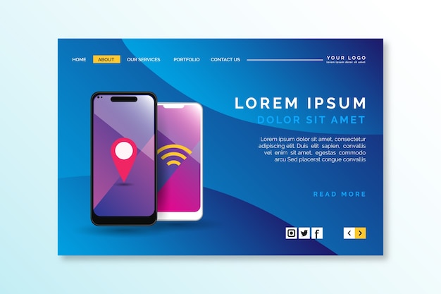 Landing Page Template Featuring Smartphone – Free Download